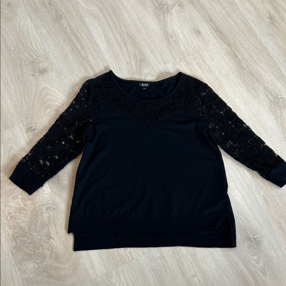 a.n.a Black Crochet Detail Top, Women’s Size Large